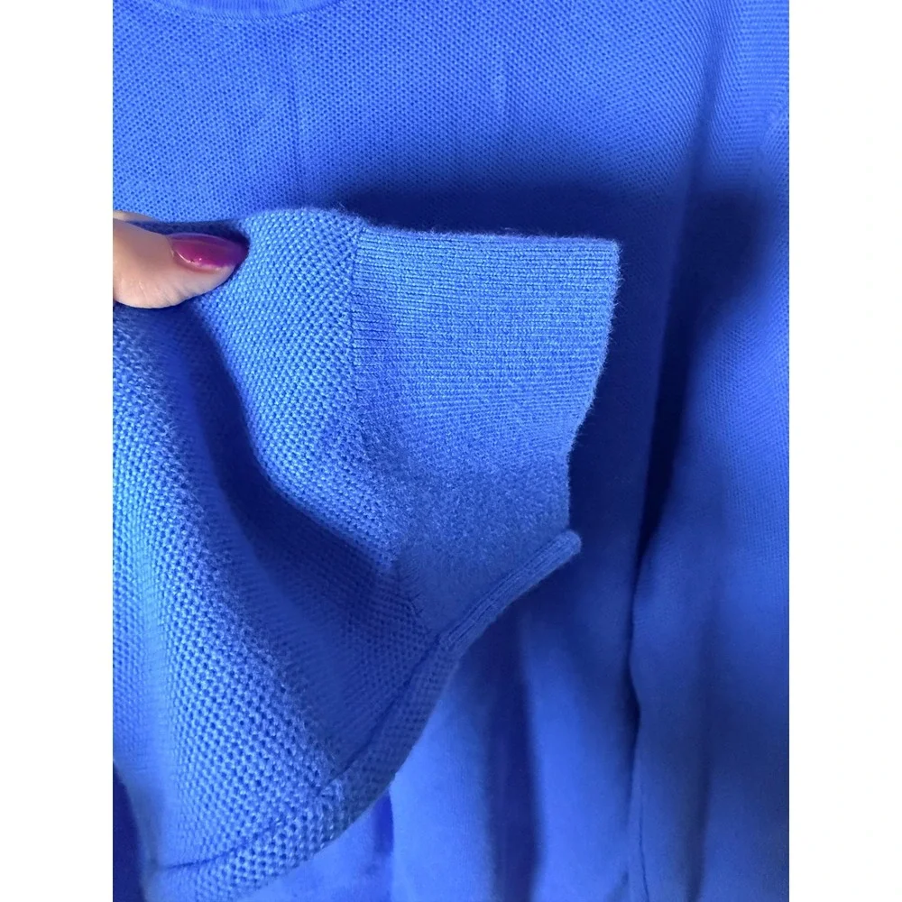 Banana Republic Mens XXL Royal Blue Organic Cotton Honeycomb Crew Sweater 582936